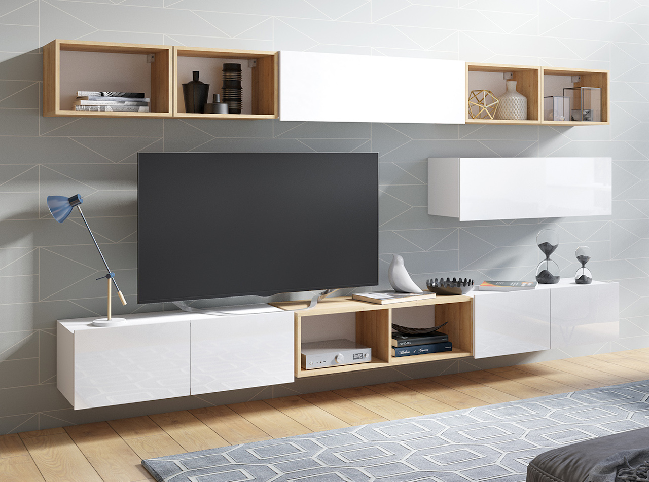 Obývací stěna CALABRIA 26 bílá / bílý lesk