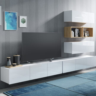 Obývací stěna CALABRIA 27 bílá / bílý lesk