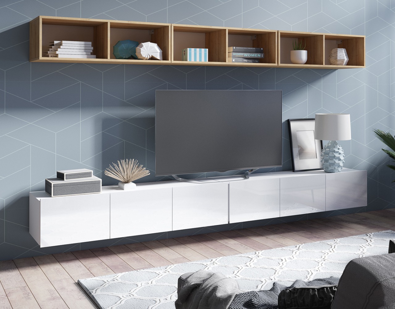 Obývací stěna CALABRIA 33 bílá / bílý lesk