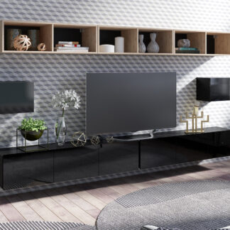 Obývací stěna CALABRIA 34 černá / černý lesk