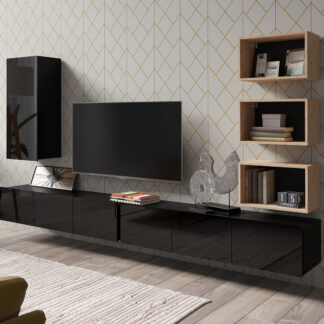 Obývací stěna CALABRIA 36 černá / černý lesk