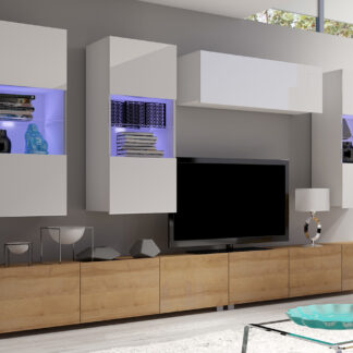 Obývací stěna CALABRIA 5 bílá / dub zlatý