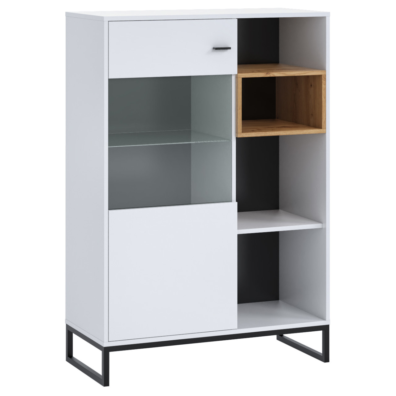 Vitrína nízká OLIVIER OE14 bílá / dub artisan