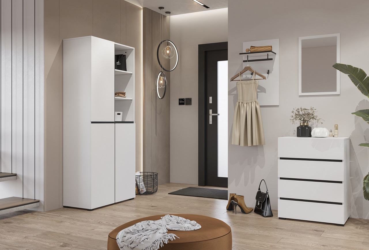 Předsíňová stěna CROSI 1 bílá / černá