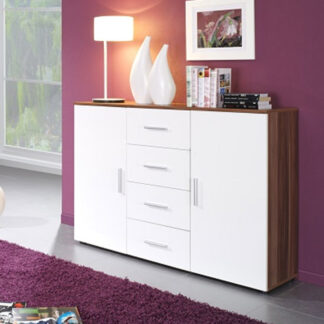 Komoda UNI Švestka / Bílý lesk VÝPRODEJ