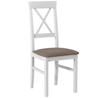 Židle DK21 bílá s hnědou látkou DX5