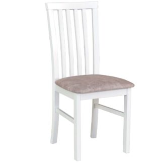 Židle DK23 bílá se světle hnědou látkou 25B