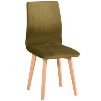 Čalouněná židle DK47 buk se zelenou látkou 17B