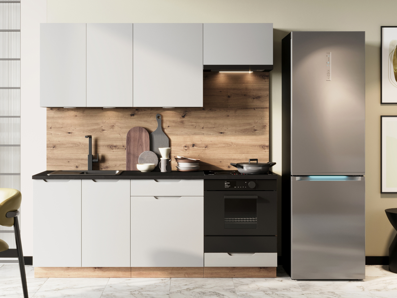 Kuchyně ELLEN 1 dub artisan / šedá