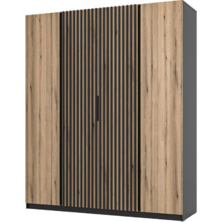 Skříň 200cm KAYA 13 černá / dub evoke / černá