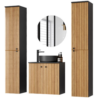 Koupelnová sestava ASTO LONG černá / dub