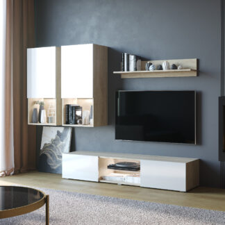 Obývací stěna DECO dub sonoma / bílý lesk