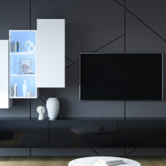 Obývací stěna ONIVIO 2 bílá / černý lesk