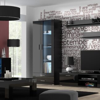 Obývací stěna BRNO 9D černá / černý lesk