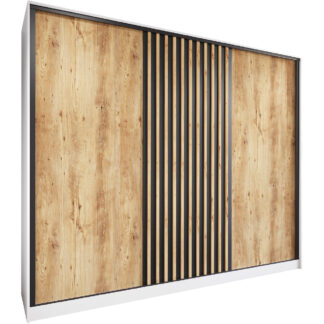 Skříň CETI B 250 bílá / dub wotan / černá