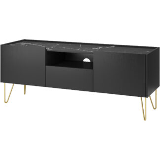 Skříňka RTV HARMONI 01 černá / černý mramor