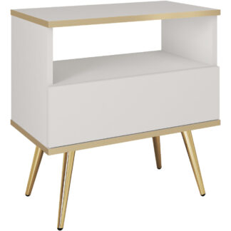 Noční stolek ARA S54 bílý + zlatý
