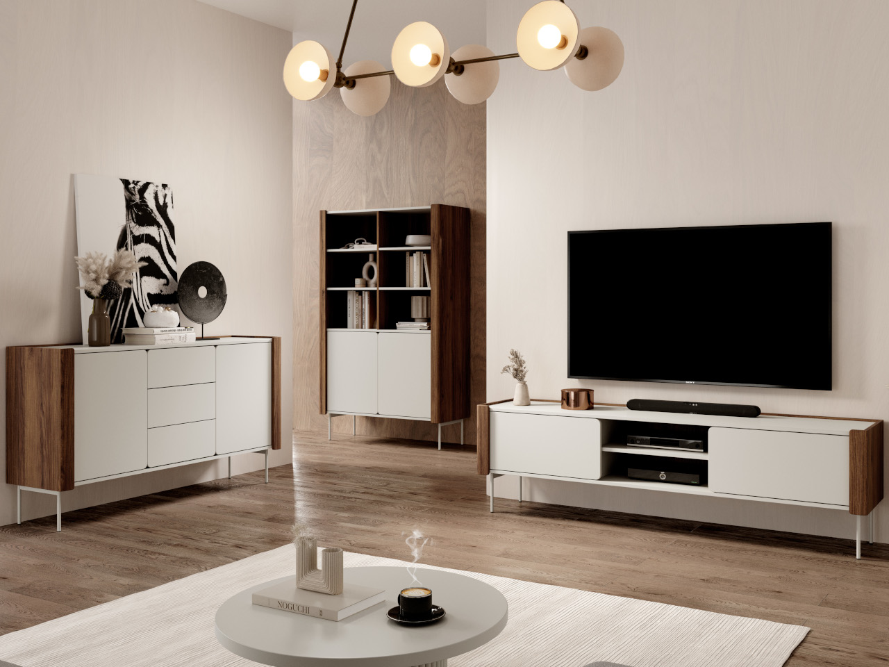 Nábytek do obývacího pokoje COLLAR 1 ořech warmia / kašmír