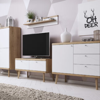 Nábytek do obýváku PIRMO 1 dub riviera / bílý