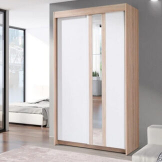 Skříň BELT 120 Sonoma / Bílá + Zrcadlo VÝPRODEJ