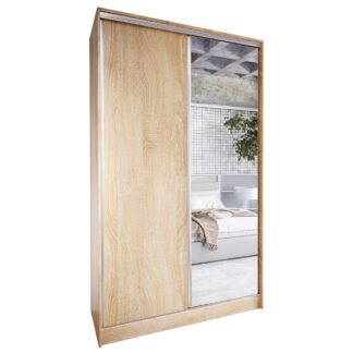 Skříň s posuvnými dveřmi se zrcadlem a zásuvkami CORINA C 120 sonoma