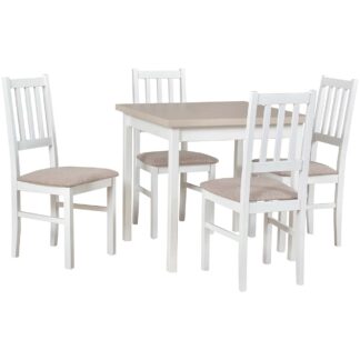 Stůl DS9 kašmír laminát / bílý + židle DK4 (4 ks) bílá / 11B